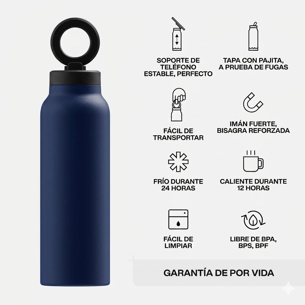 Cuddo Pro botella térmica azul marino especificaciones soporte MagSafe garantía de por vida