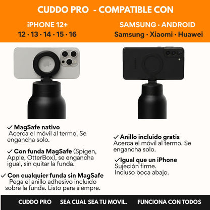 Cuddo Pro compatible con iPhone MagSafe nativo y Samsung Android con anillo adhesivo incluido gratis