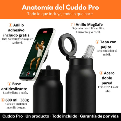 Anatomía Cuddo Pro botella térmica con anillo MagSafe N52 pajita acero inoxidable doble pared