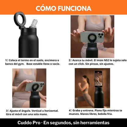 Cómo usar la botella térmica Cuddo Pro con soporte para móvil paso a paso