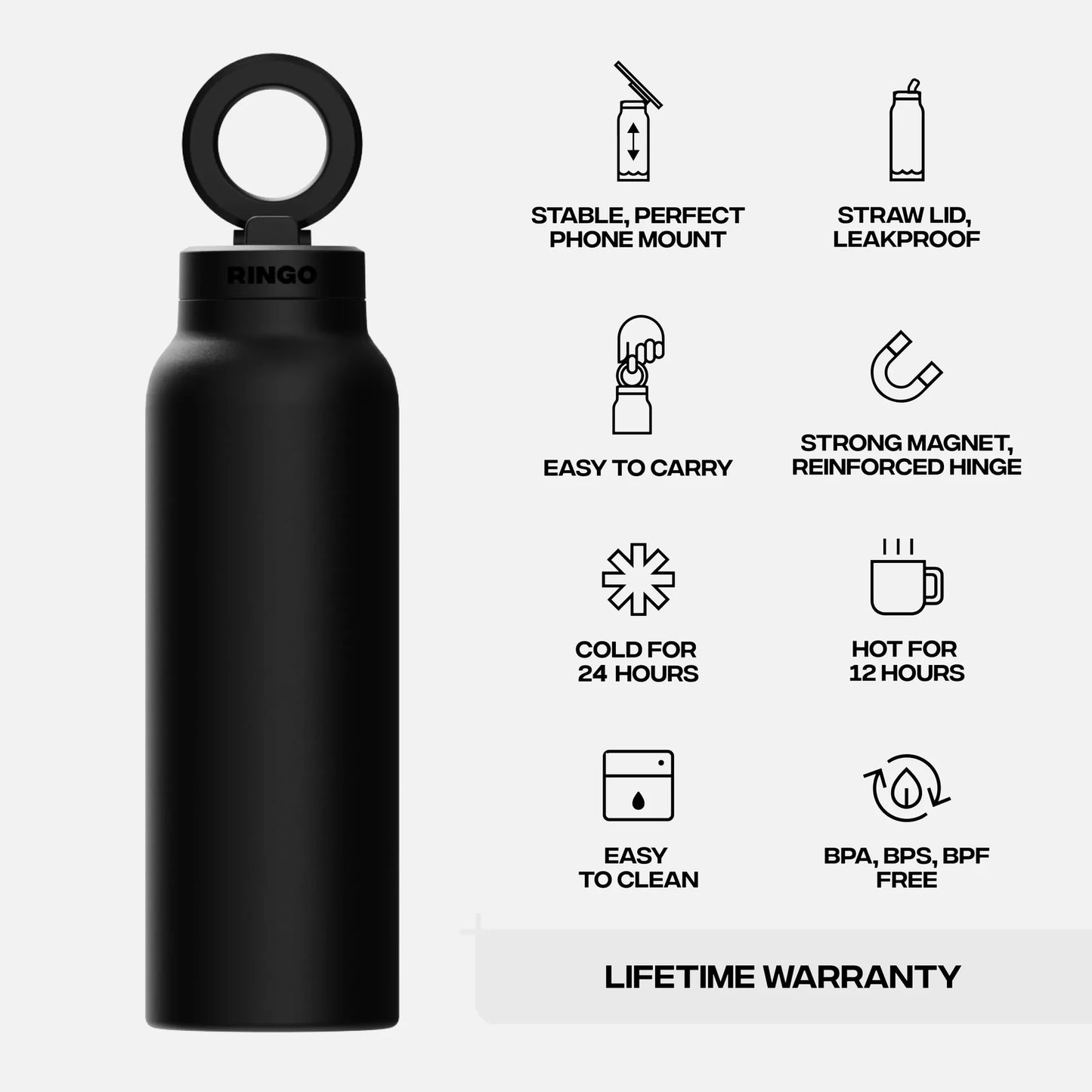 Cuddo Pro botella térmica negra especificaciones técnicas soporte MagSafe garantía de por vida