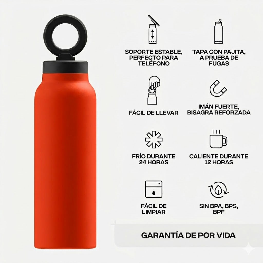 Cuddo Pro botella térmica naranja especificaciones soporte MagSafe garantía de por vida